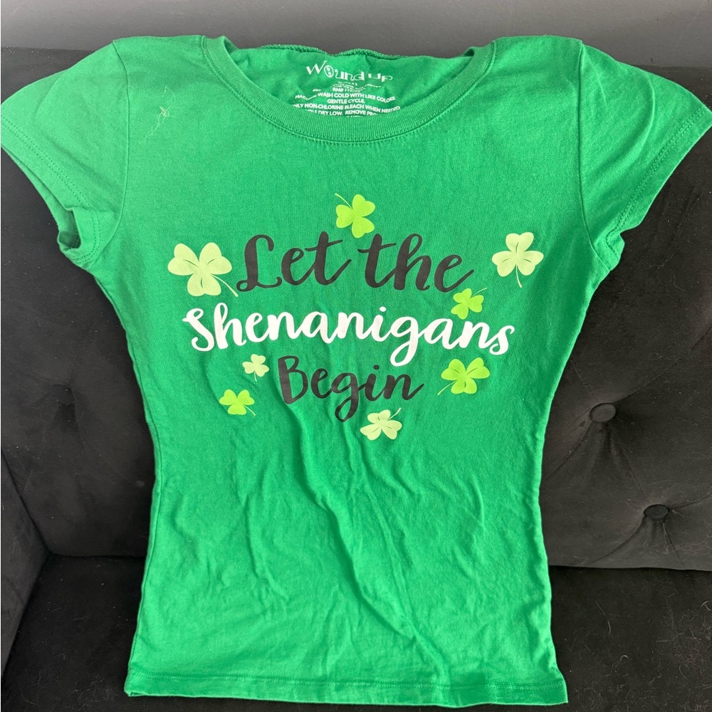 Wound Up Green Short Sleeve Tee - Let the Shenanigans Begin